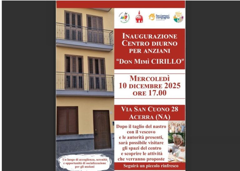 Nasce ad Acerra il Centro diurno per anziani “don Mimì Cirillo”