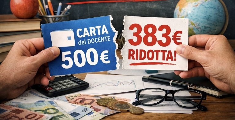 Carta del docente ridotta a 383 euro: polemiche tra gli insegnanti