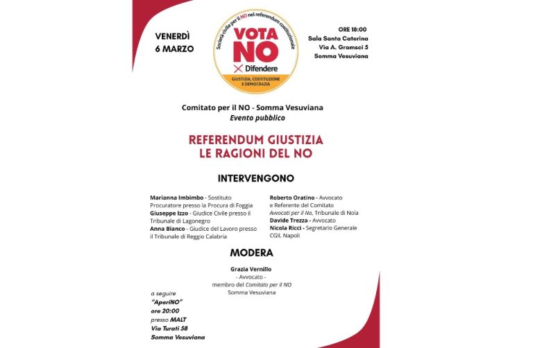 Referendum, a Somma l’evento per il comitato del No