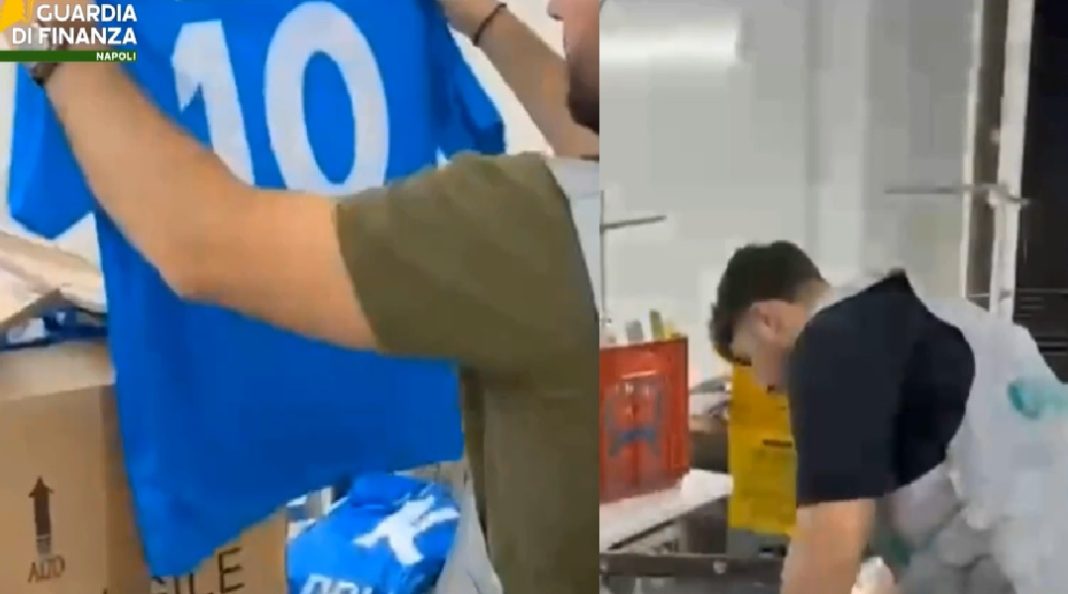 Maglie false del Napoli e di Geolier, blitz della Finanza nel Vesuviano