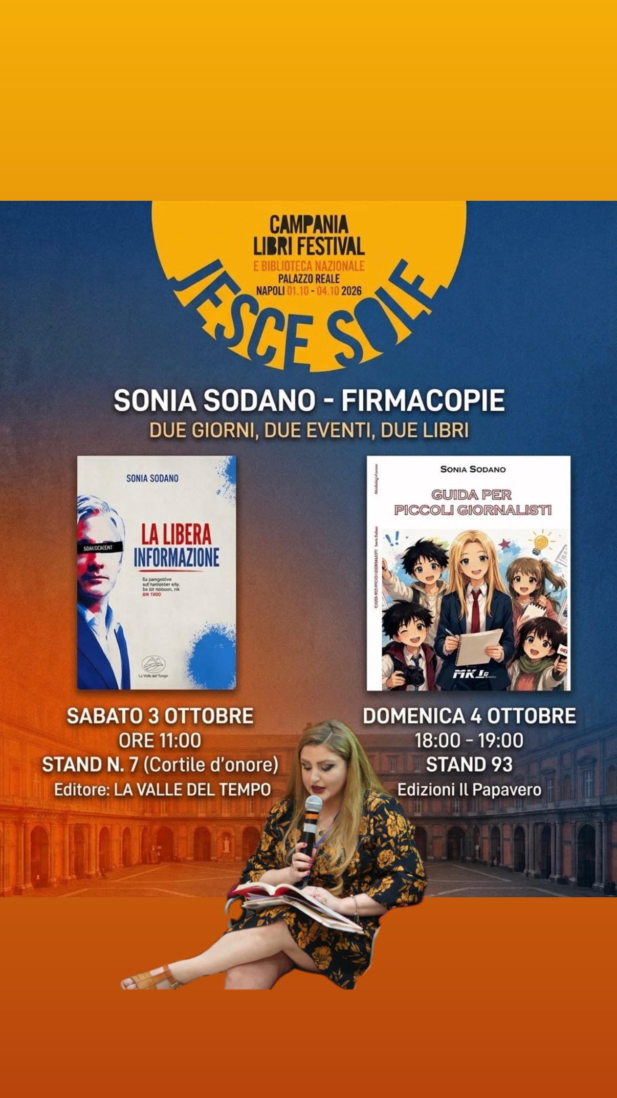 Doppio appuntamento al Campania Libri Festival per la scrittrice Sonia Sodano