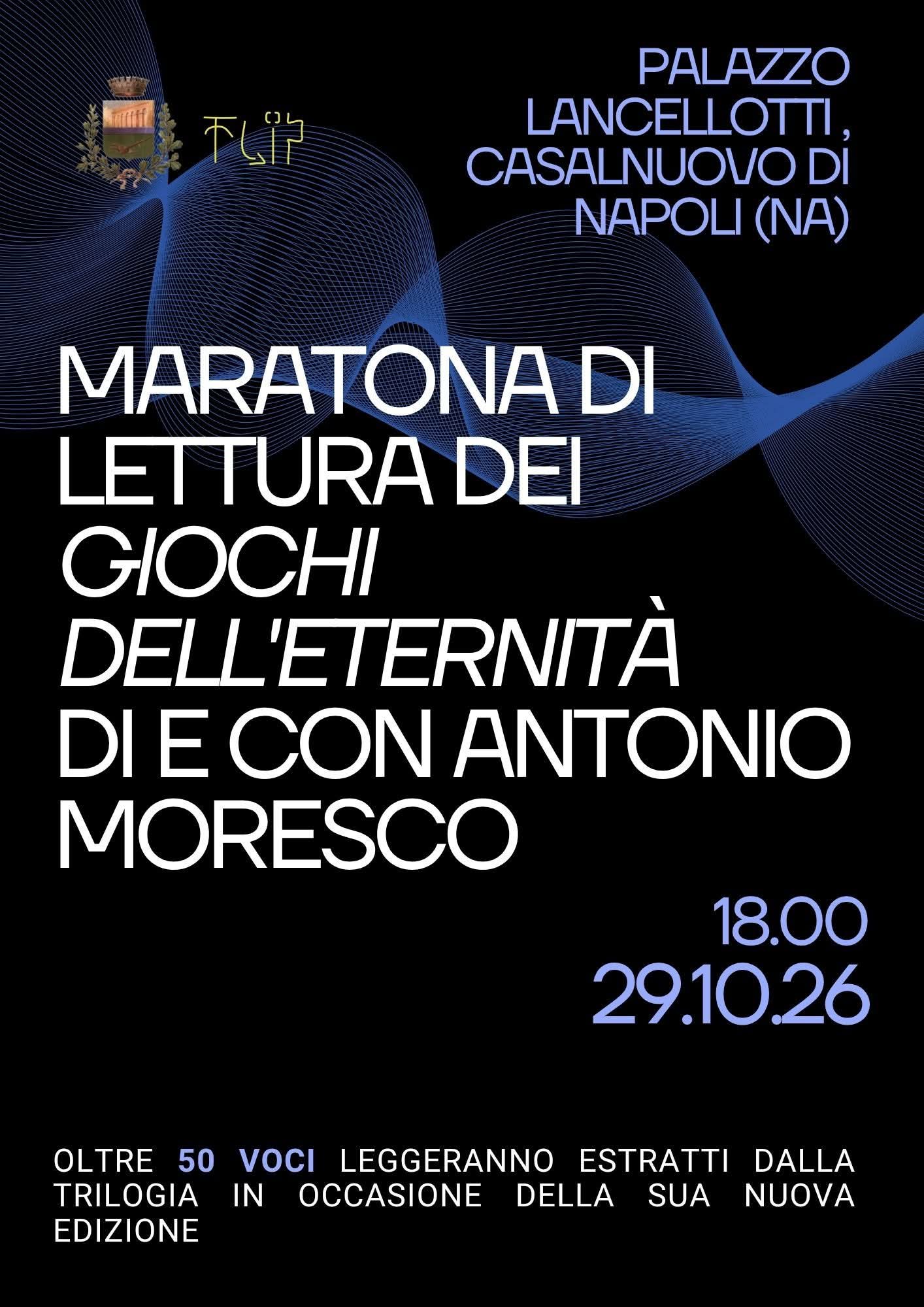 Casalnuovo, maratona di lettura per entrare nell’universo di Antonio Moresco